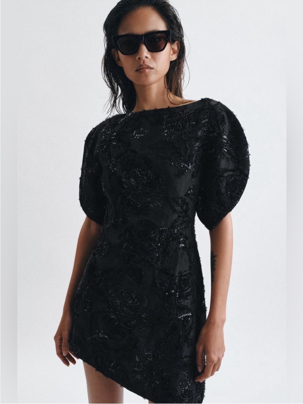 ZARA FLORAL EMBROIDERED BEADS AND SEQUINS MINI DRESS
